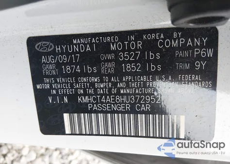 2017 Hyundai Accent Value Edition from USA, damaged, VIN KMHCT4AE8HU372952